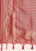 Maroon Color Tissue Brocade Weaving Silk Saree - Taashi
