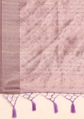 Mauve Zari Woven And Floral Printed Organza Saree - Taashi
