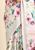 Grey A/O Floral Printed Satin Saree - Taashi
