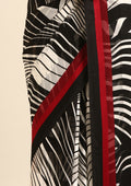 Black And White Abstract Printed Chiffon Saree - Taashi