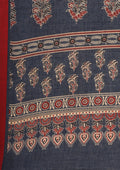 Indigo And Maroon Ajrakh Printed Cotton Saree - Taashi