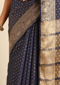 Blue Traditional Zari Butta Woven Tussar Saree - Taashi