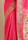 Pink Paithani Pattern Tussar Saree - Taashi