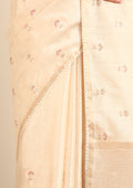 Cream Fancy Embroidery Tussar Saree - Taashi