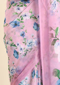 Lavender Floral Printed Georgette Saree - Taashi