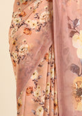 Beige Floral Printed Georgette Saree - Taashi
