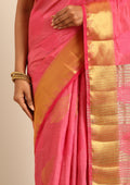 Pink Betel Leaf Woven Tussar Saree - Taashi