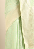 Mint Green Traditional Pattern Woven Tussar Saree - Taashi