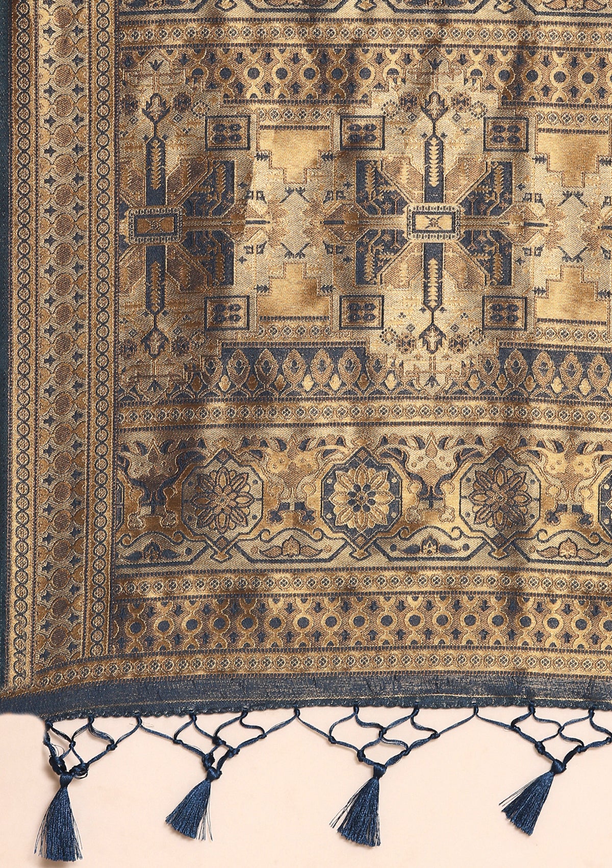 Dark Blue Banarasi Saree - Taashi