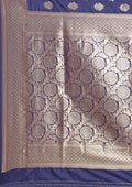 Navy Blue Allover Butta Weaving Silk Saree - Taashi