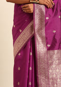 Purple Traditional Pattern Woven Tussar Saree - Taashi