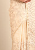 Cream Fancy Embroidery Tussar Saree - Taashi