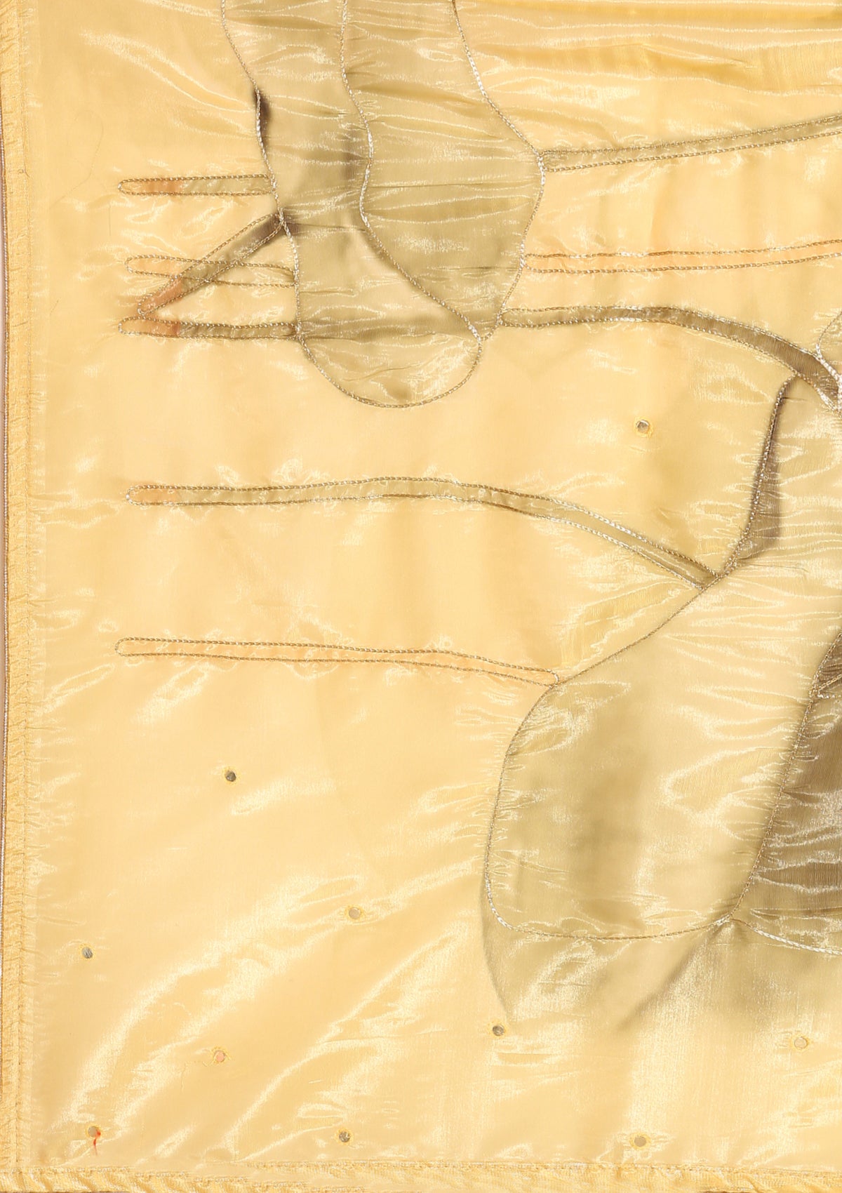 Metallic Yellow Printed And EmbroideRed Organza Saree - Taashi