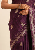 Purple Zari Floral Butta Tussar Saree - Taashi
