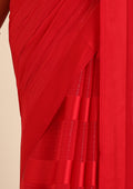 Red Striped Chiffon Saree - Taashi