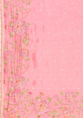 Pink Floral Embroiderd Linen Saree - Taashi