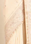 Cream Fancy Embroidery Tussar Saree - Taashi