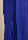 Royal Blue Striped Chiffon Saree - Taashi