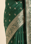 Dark Green Traditional Woven Tussar Saree - Taashi