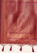 Rose Gold Tissue Brocade Weaving Silk Saree - Taashi