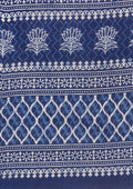 Indigo Batik Paisley Printed Cotton Saree - Taashi
