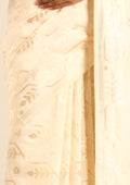 Cream Geometric Floral Woven Tussar Saree - Taashi