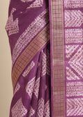 Purple Abstract Printed Tussar Saree - Taashi