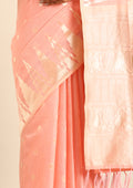 Pastel Peach Traditional Temple Pattern Tussar Saree - Taashi