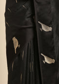 Black Jacquard Pattern Tussar Saree - Taashi
