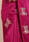 Violet Jacquard Pattern Placement Tussar Saree - Taashi