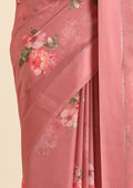 Dusty Pink Floral Digital Printed Georgette Saree - Taashi