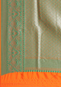Orange Allover Butta Weaving Silk Saree - Taashi