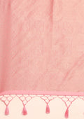 Pastel Pink Floral Printed Zari Woven Organza Saree - Taashi