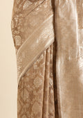 Beige Jaal Woven Tussar Saree - Taashi
