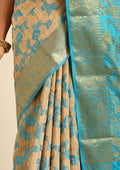 Blue Floral Woven Tussar Saree - Taashi