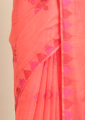 Peach Kasuti Pattern Woven Tussar saree - Taashi