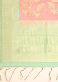 Dusty Pink Leaf Woven Tussar Saree - Taashi