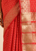 Red Traditional Zari Butta Woven Tussar Saree - Taashi