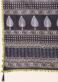 Navy Blue Batik Floral Butta Printed Cotton Saree - Taashi