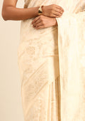 Cream Jaal Woven Tussar Saree - Taashi