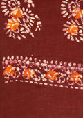 Orange And Maroon Batik Printed Cotton Saree - Taashi