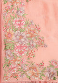 Pastel Pink Floral EmbroideRed Tissue Saree - Taashi