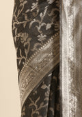 Slate Grey Jaal Woven Tussar Saree - Taashi