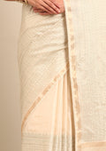 Cream Fancy Embroidery Tussar Saree - Taashi