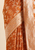 Rust Jaal Woven Tussar Saree - Taashi