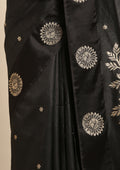 Black Peacock Jacquard Pattern Tussar Saree - Taashi