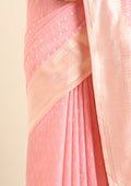 Pastel Pink Traditional Pattern Woven Tussar Saree - Taashi