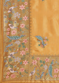 Amber Gold Nature InspiRed Embroiderd Tissue Saree - Taashi