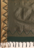 Dark Green Temple Butta Kanchipuram Saree - Taashi