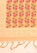 Peach Woven Butta Linen Saree - Taashi